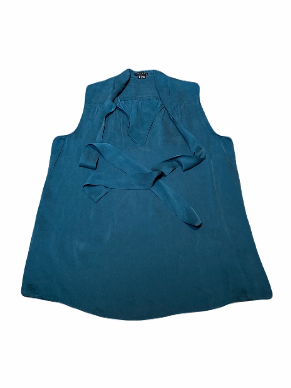 Theory Arilia Cicero 100% Silk Neck Tie Tank in Aqua Teal, Women’s size Medium